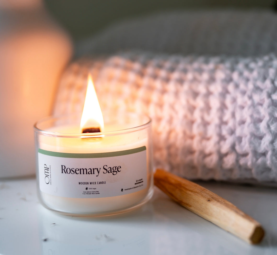 Rosemary Sage Wooden Wick Candle