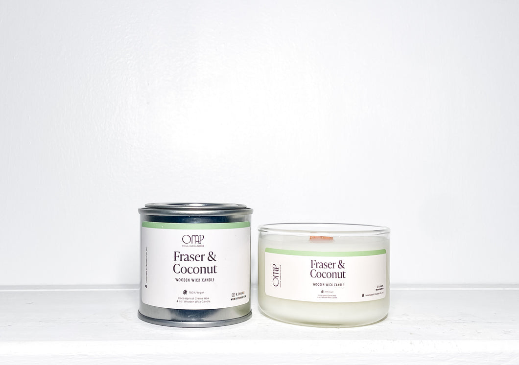 Fraser & Coconut Wooden Wick Candle - 4 oz